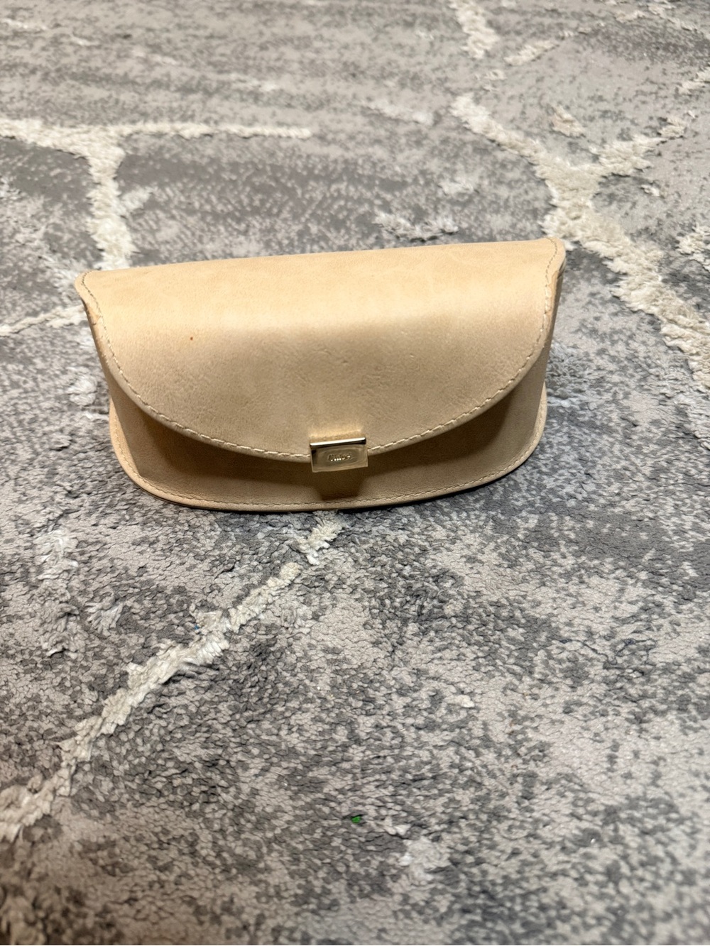 Chloe Beige Leather Sunglasses Case with Gold Clasp
